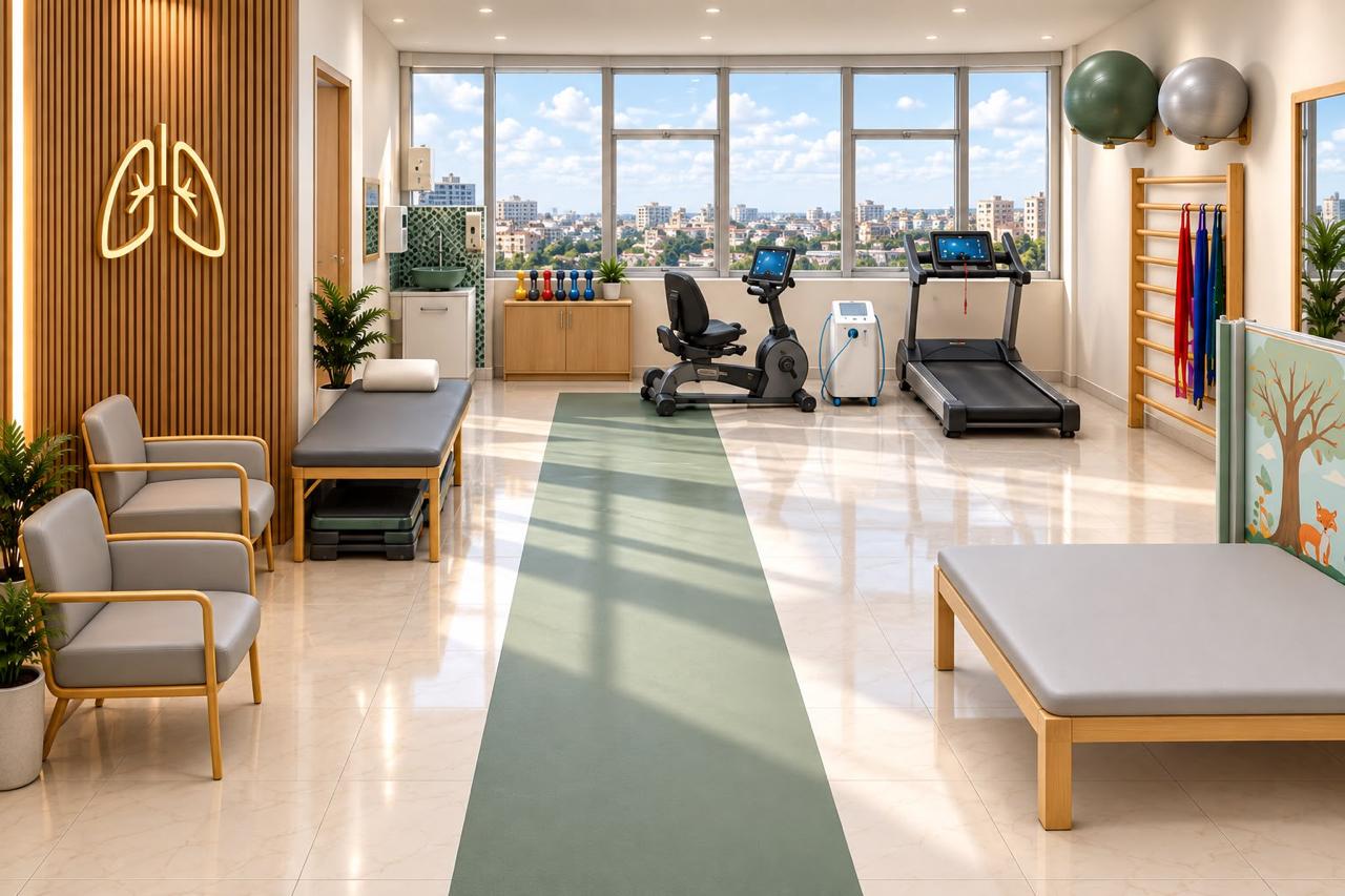 Sala de exercícios com esteira e bicicleta